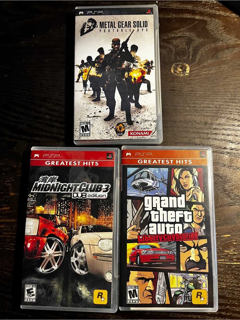 Sony PSP Game Bundle Metal Gear Solid Portable Ops | Midnight Club 3 | GTA LCS